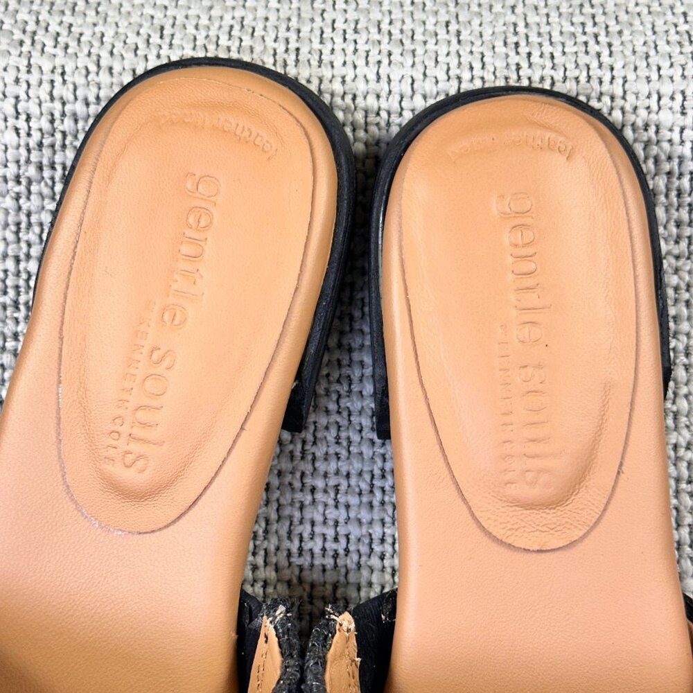 Gentle Souls by Kenneth Cole Womens Hudson Flat Sandal Slide Black Raffia Size 9 - Picture 8 of 8